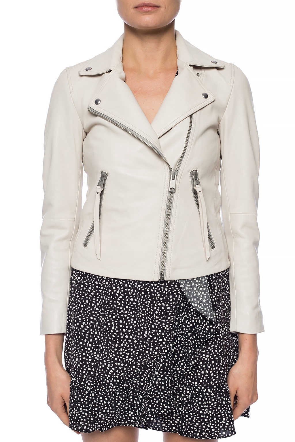 All saints sale cream leather jacket